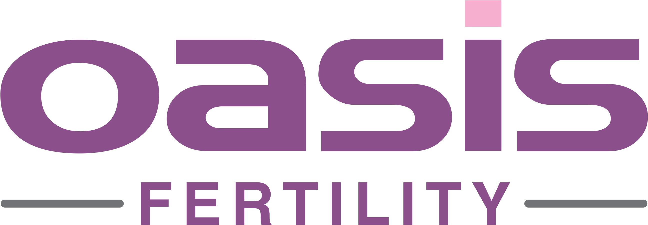 Oasis Fertility 標誌 壁紙 — 大膽紫色「Oasis Fertility」標誌，極簡設計，黑色背景上清晰字體。
