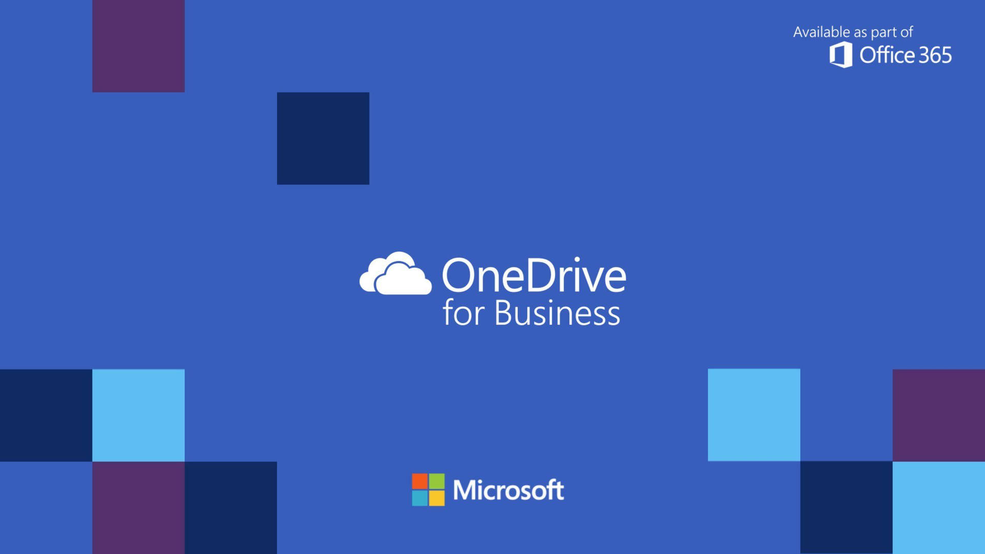 OneDrive for Business 標誌在藍色背景上，帶有彩色正方形