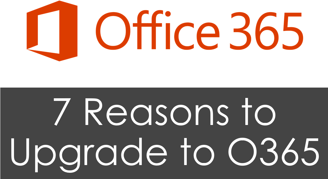 Office 365升級理由 壁紙 — 大膽的橙色 Office 365 標誌和白色文字在黑色背景上推廣升級原因。
