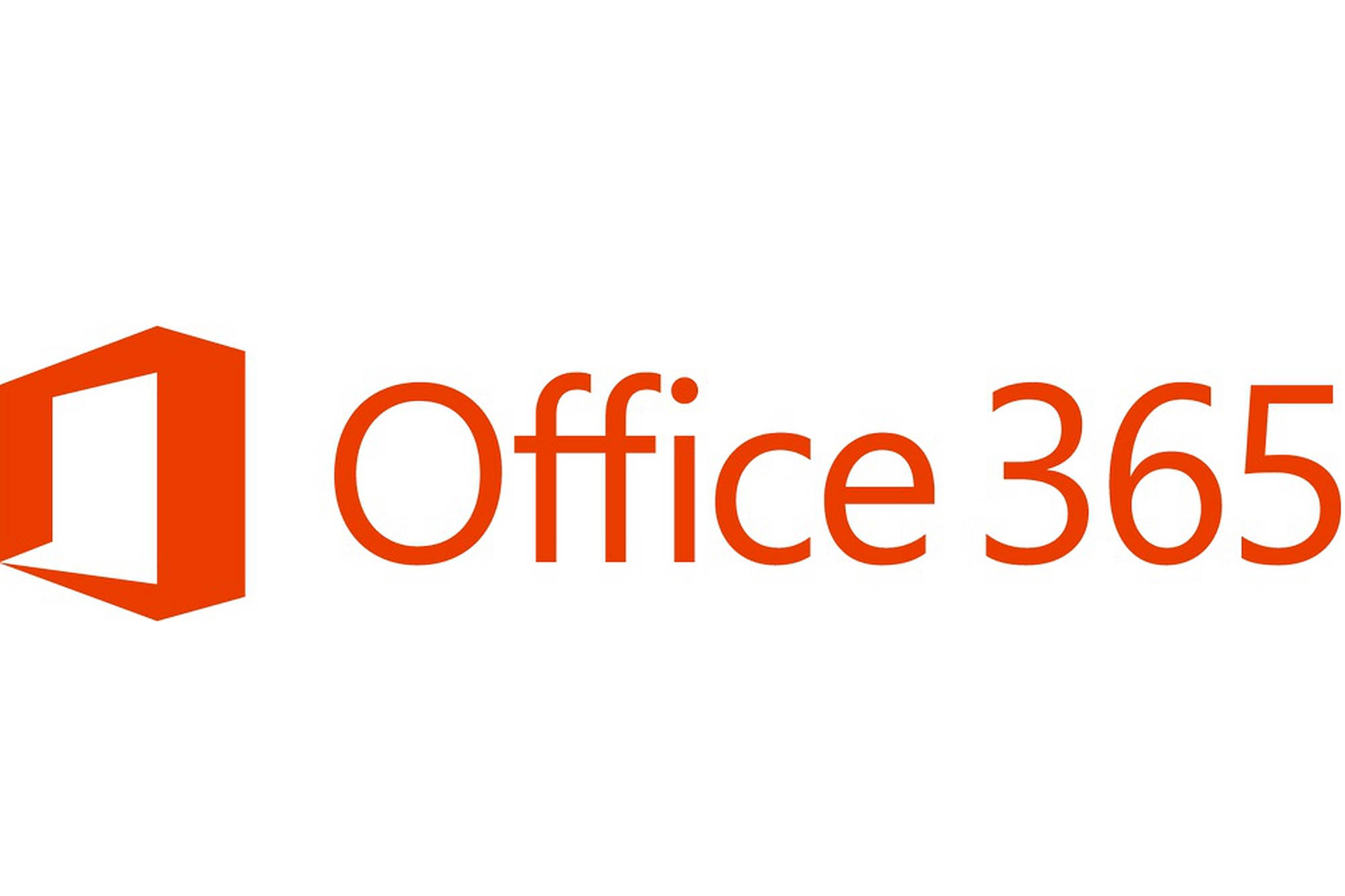 Office 365 橙色標誌 壁紙 — 橙色Microsoft Office 365標誌，置於純白背景上，搭配簡潔現代字體。