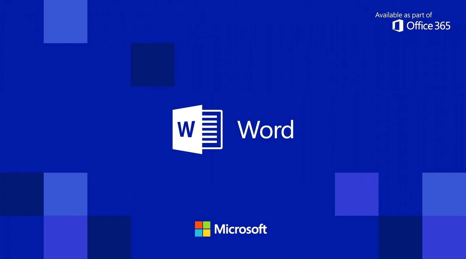 Microsoft Word 標誌在藍色背景上帶有幾何形狀