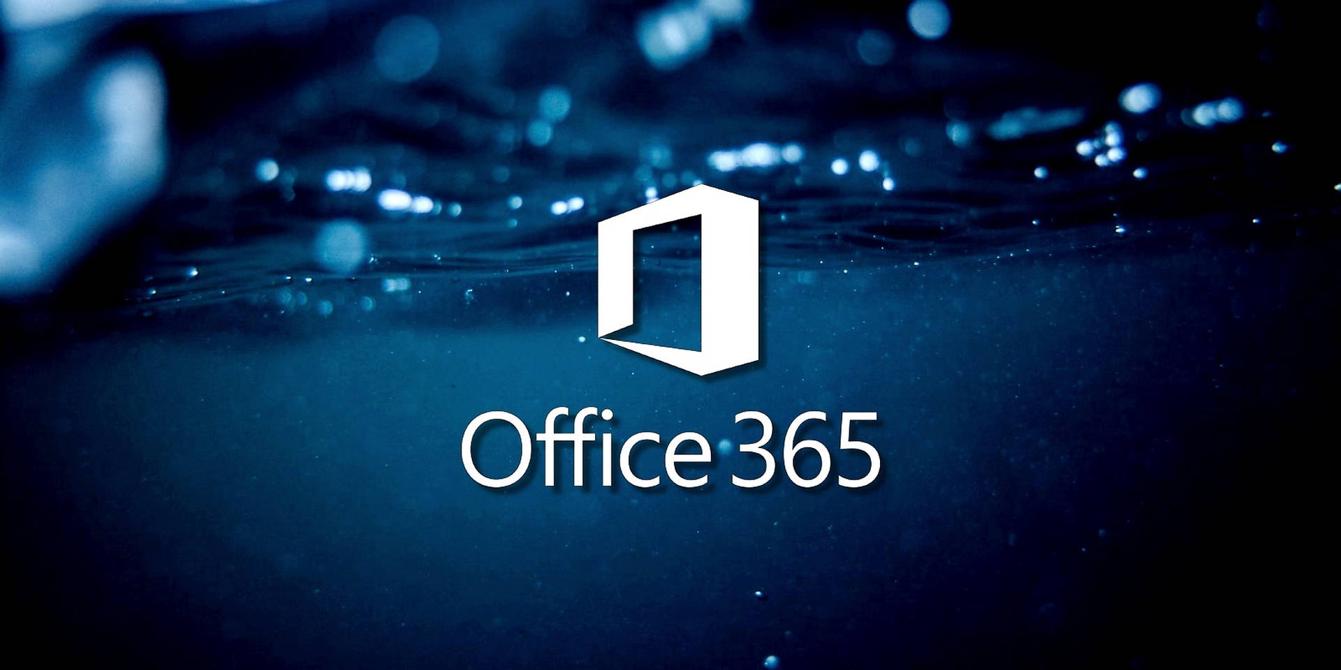 Office 365標誌浸沒在藍色水中，帶有浮動氣泡。