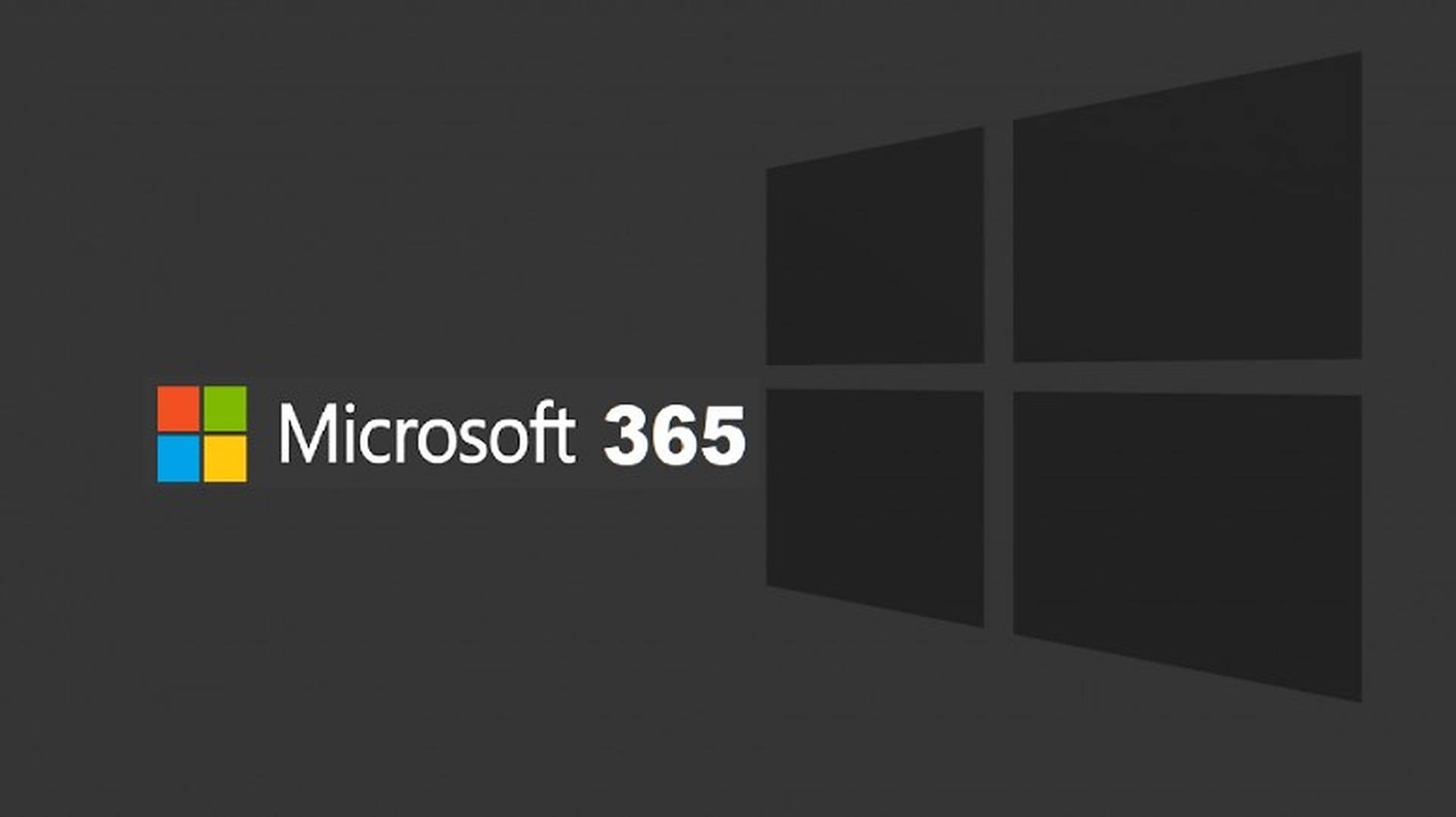Microsoft 365 標誌，帶有彩色方形和窗格設計，背景為深灰色。