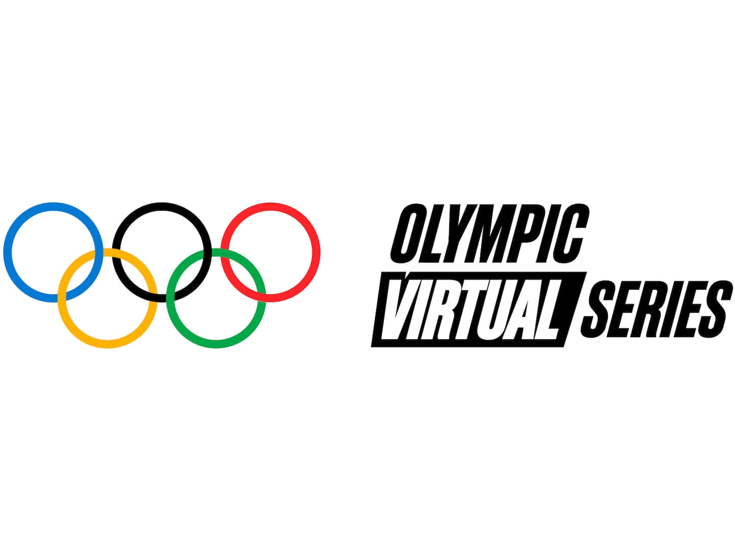 白色背景上的奧林匹克五環標誌及Olympic Virtual Series文字。