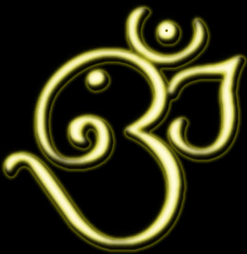 發光Om符號 壁紙 — 一個發光的金色唵（Om）符號在純黑背景上柔和地散發光芒，帶有光暈效果。