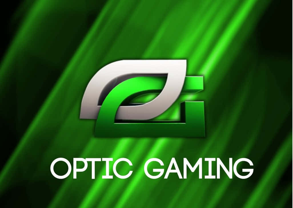 Optic Gaming 桌布 壁紙 — Optic Gaming 的時尚銀綠色 'O' 標誌在動態的綠色光條背景上發光。