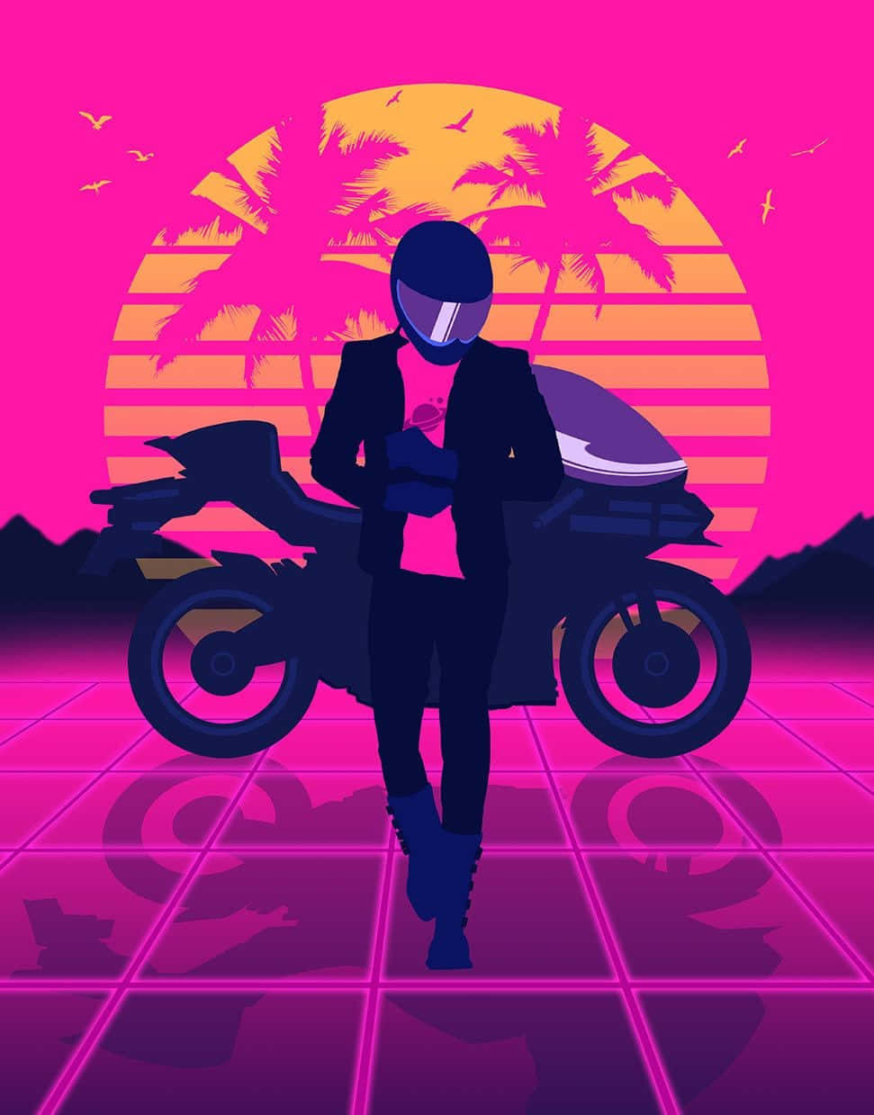 Outrun 背景 壁紙