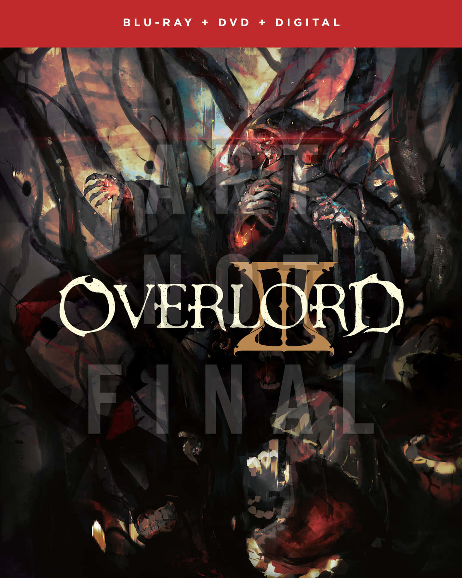 Overlord III 動畫封面，展示一個帶有發光紅眼的骷髏戰士。