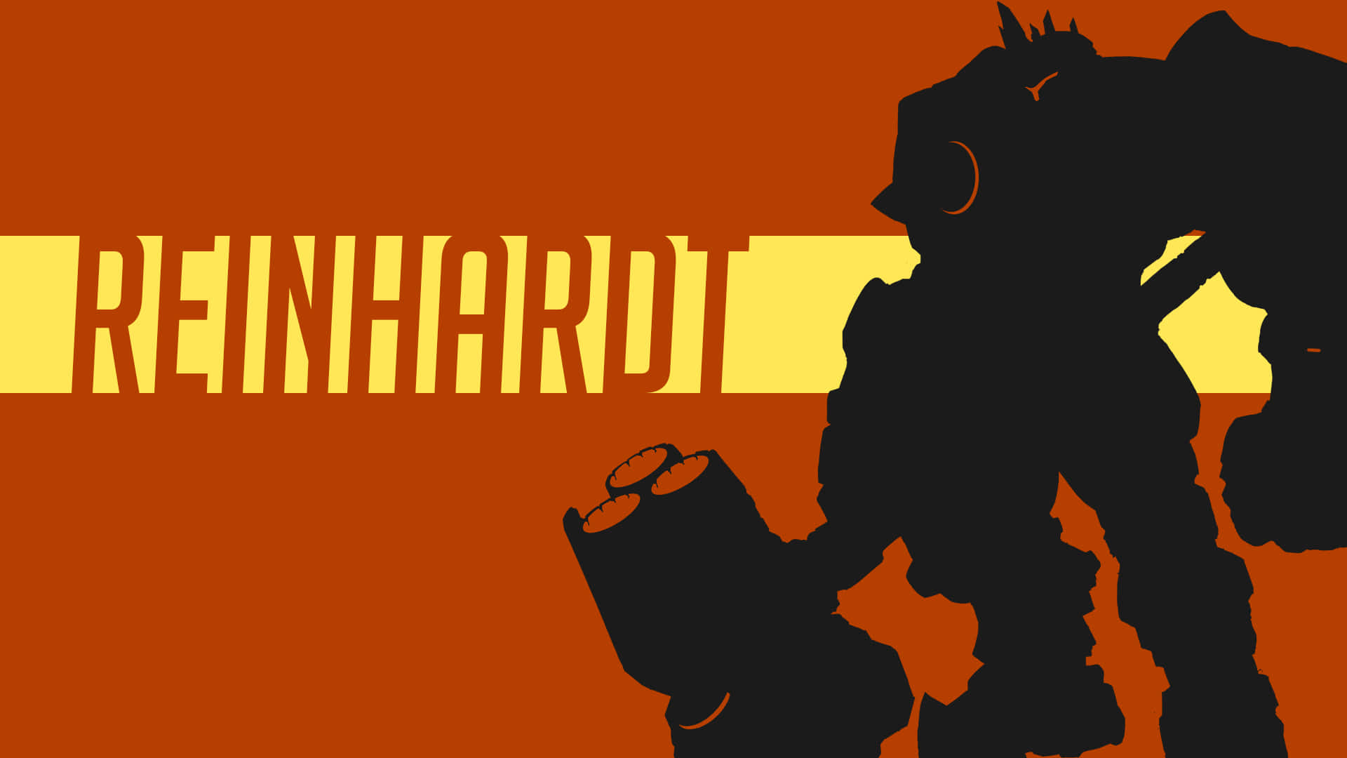 一個身穿重甲的士兵手持武器，背景為橙色和黃色，並帶有文字 REINHARD 的黑色剪影。