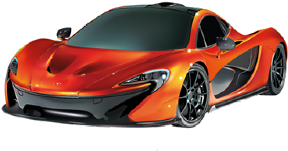 橙色麥拉倫P1超跑 壁紙 — 一輛時尚的橙色McLaren跑車，帶有黑色飾邊和發光頭燈，以工作室風格的數位渲染呈現。