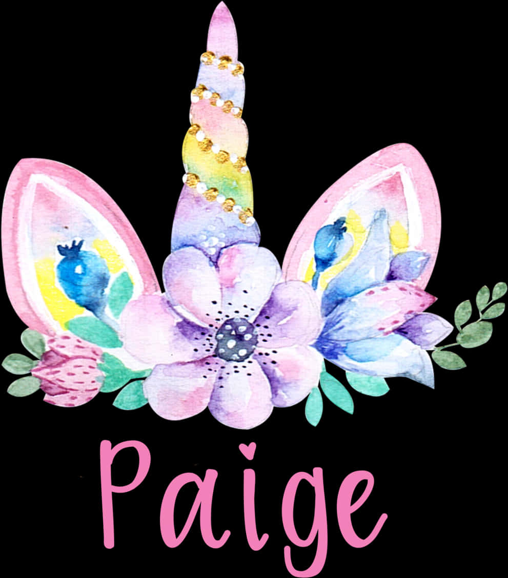 獨角獸花卉頭箍，可自訂名字Paige 壁紙