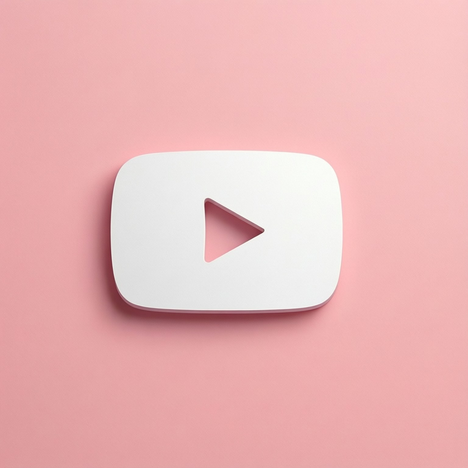 粉紅色背景上的白色YouTube播放按鈕圖示