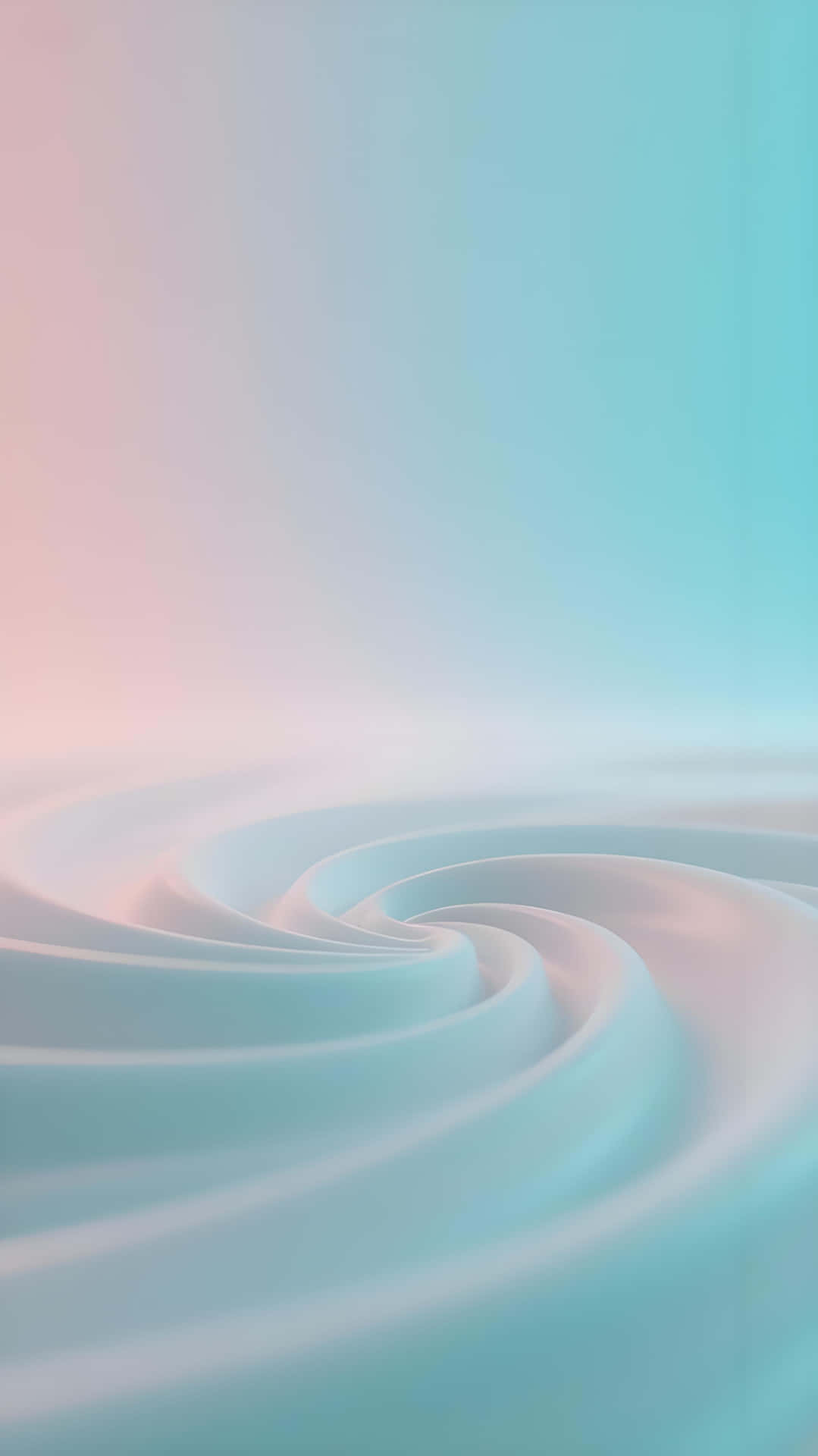 柔和旋轉的粉紅色和青色抽象圖案，帶有流暢的線條
