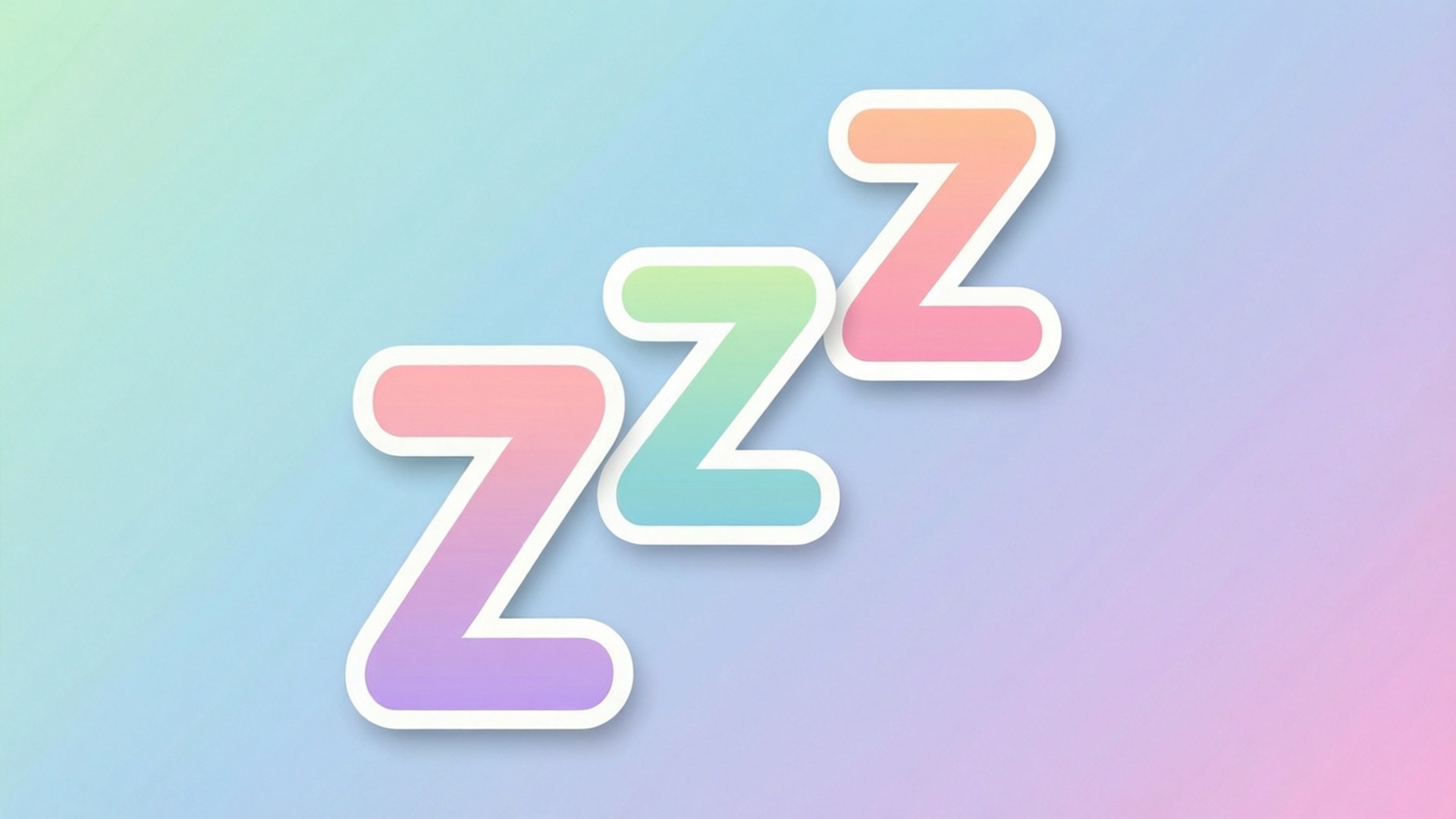 三個彩色 zzz 字母漂浮在柔和漸變背景上