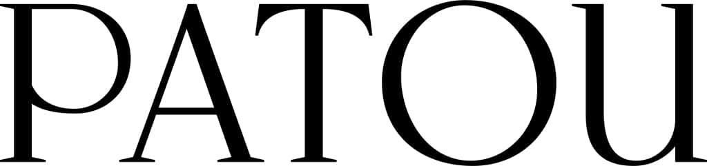Patou極簡字標 壁紙 — 大膽的黑色 Patou 標誌字母，在純白背景上，搭配簡潔現代的字體。