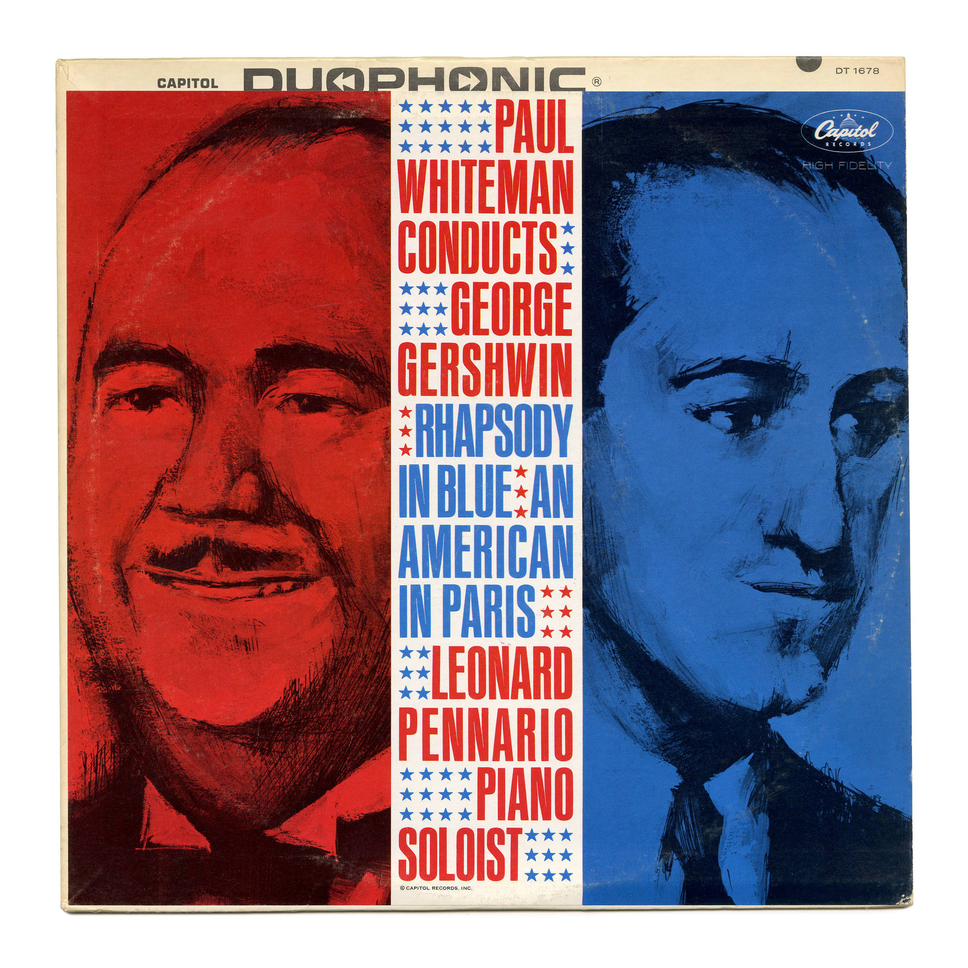 專輯封面 featuring Paul Whiteman 和 George Gershwin 的紅色和藍色肖像。
