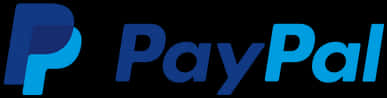 PayPal品牌標誌 壁紙 — PayPal 標誌以漸變藍色顯示在黑色背景上，採用粗體無襯線字體。