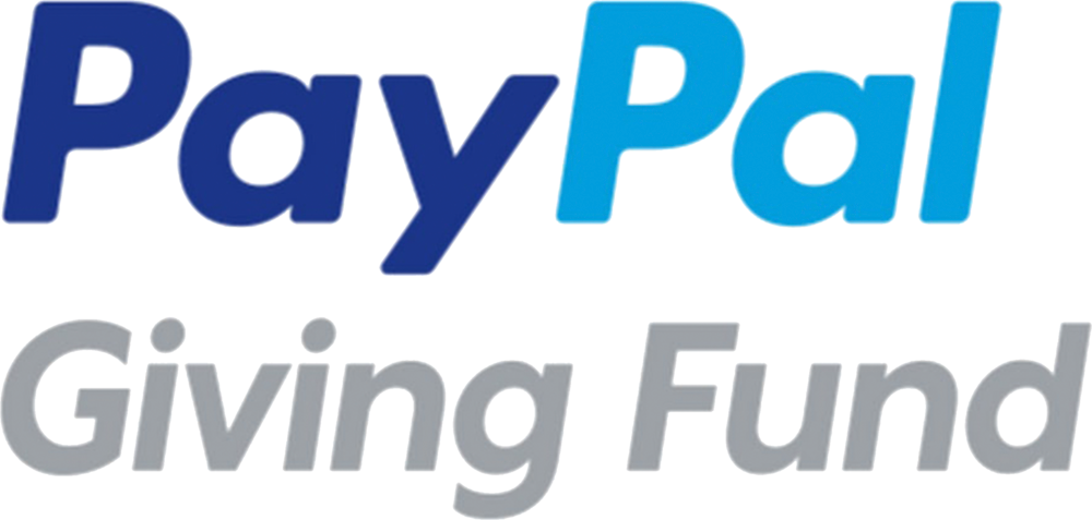 PayPal慈善基金標誌 壁紙 — PayPal Giving Fund 標誌，藍色漸變文字，黑色背景。