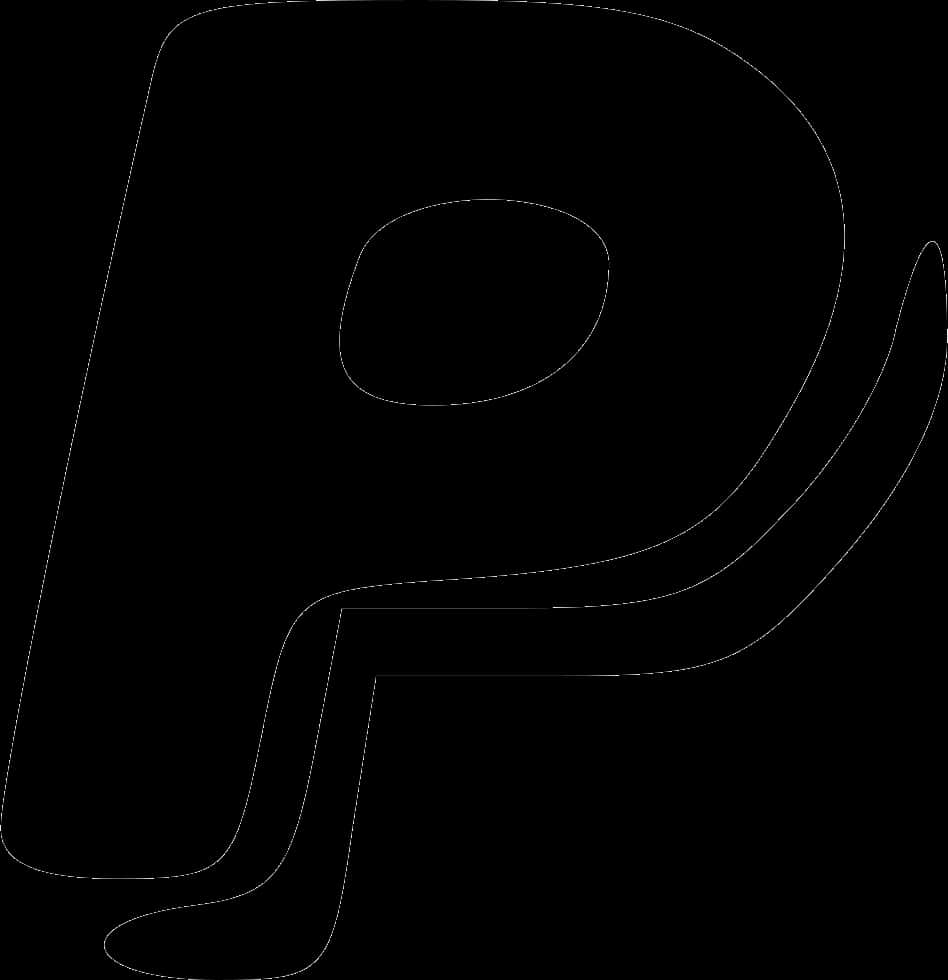 PayPal標誌輪廓 壁紙 — 在純黑色背景上，字母P的極簡白色輪廓。