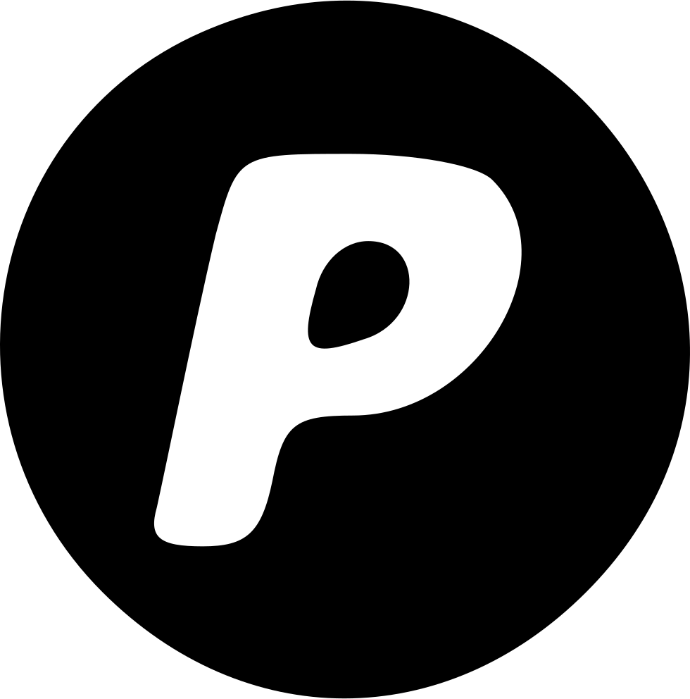 PayPal 標誌圖標 壁紙 — 一個粗體白色字母P居中於白色背景上的實心黑色圓圈內。