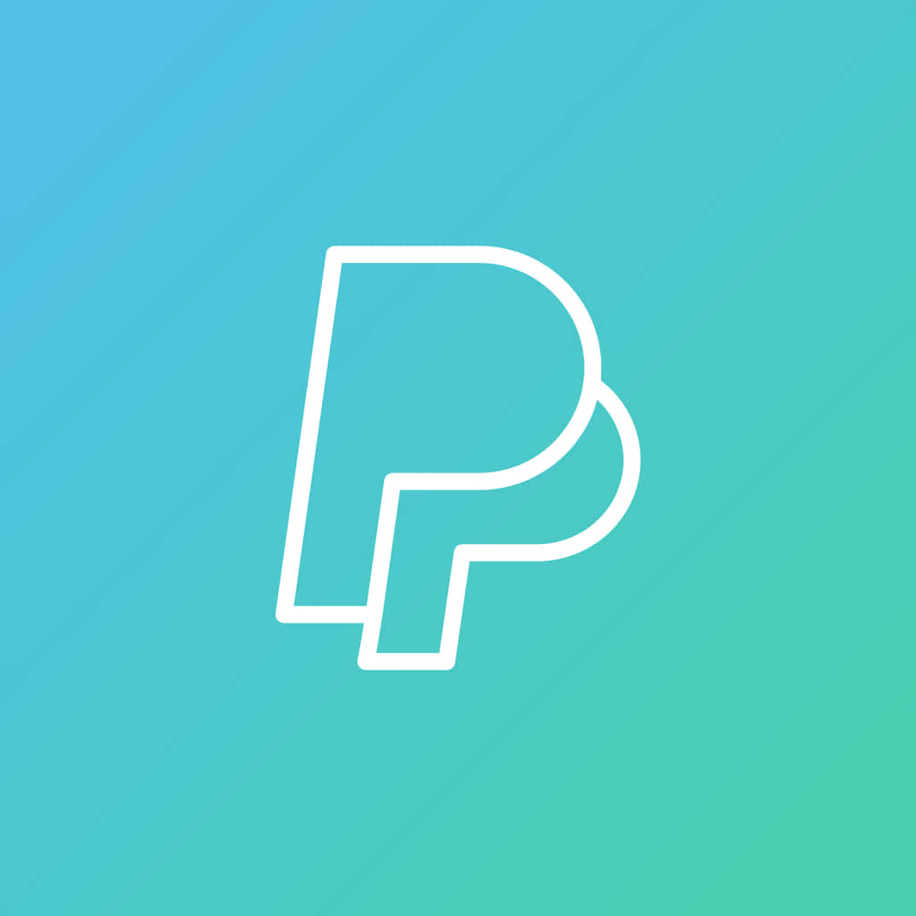 PayPal 提供安全的線上付款服務 壁紙 — 一個極簡的白色輪廓字母P，居中放置在帶有微妙斜線的漸變青綠色背景上。