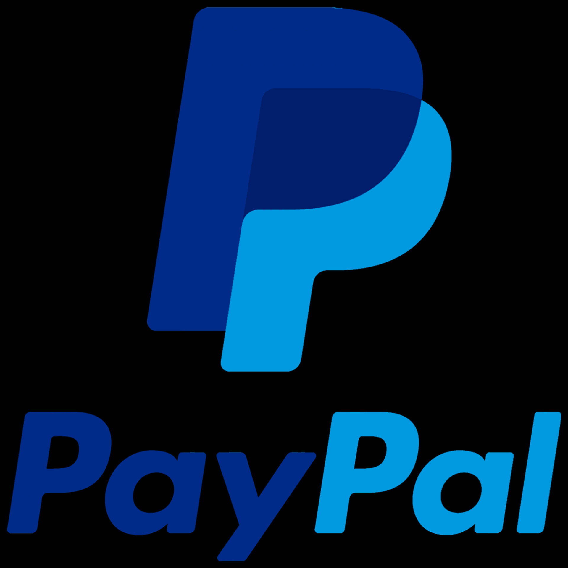 經典 PayPal 標誌 壁紙 — PayPal 標誌以黑色背景上的漸變陰影藍色風格化 'P' 為特色。