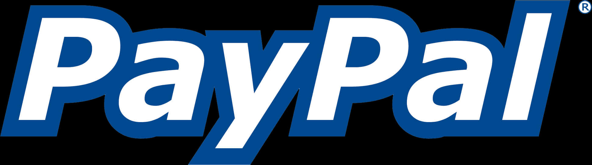 PayPal 藍底標誌 壁紙 — PayPal 標誌以粗體白色字母配藍色輪廓，置於黑色背景上。