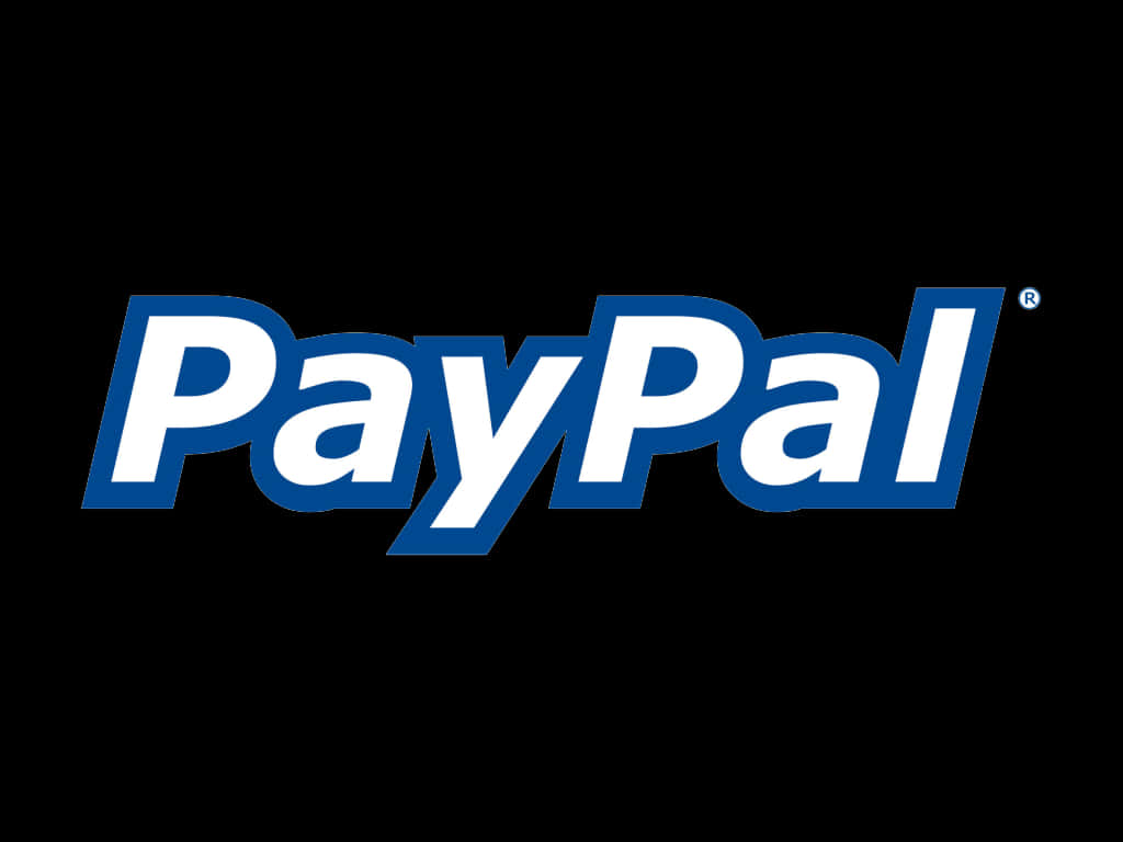 PayPal 黑底標誌 壁紙 — PayPal 標誌以粗體白色和藍色字母居中顯示在純黑色背景上。