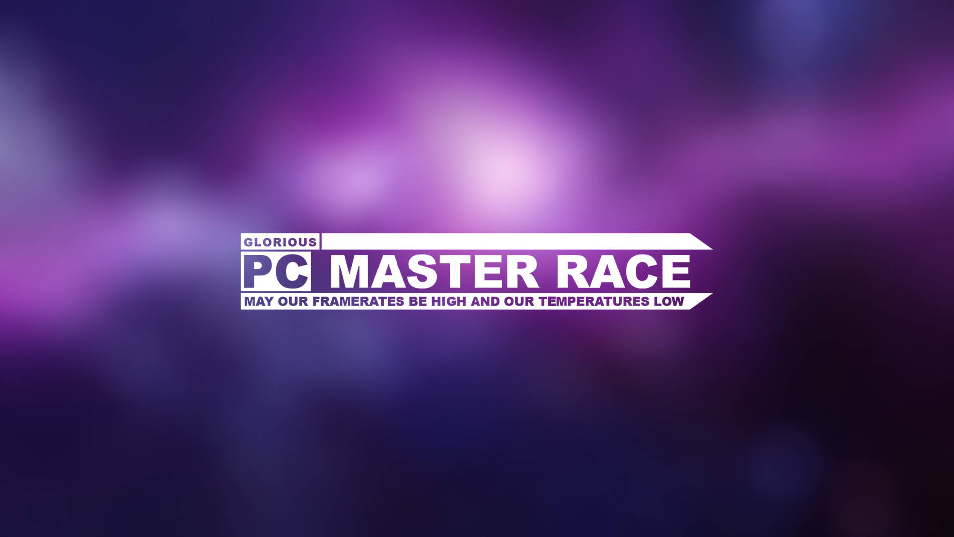 紫色漸變背景上的遊戲標語 PC Master Race