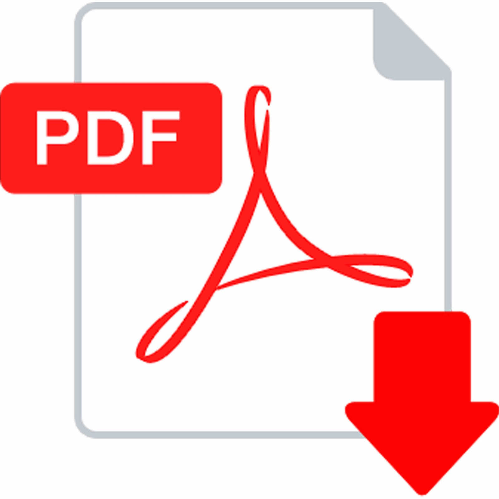 PDF檔案下載器標誌 壁紙 — 白色背景上帶有向下箭頭的紅色PDF圖標。