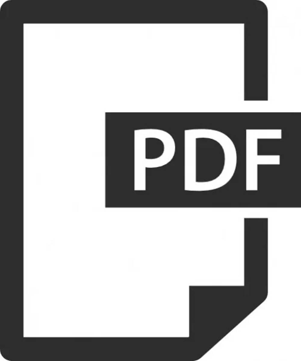 PDF經典電腦圖標 壁紙 — 一個極簡的黑白文件圖標，帶有折角及粗體PDF文字疊加。