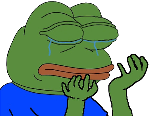 哭泣Pepe青蛙漫畫 壁紙 — 一隻綠色卡通青蛙，閉著眼睛，淚水順著臉頰流下，穿著藍色襯衫。