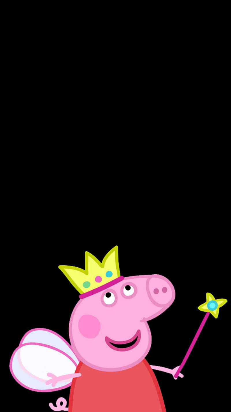 Peppa Pig 作為仙女，戴著皇冠和魔法棒。