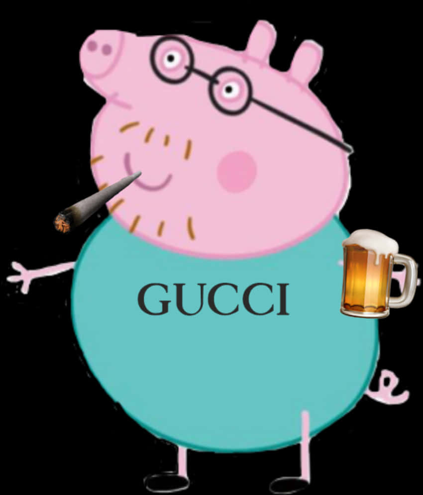 Peppa Pig 配搭 Gucci 飾品 壁紙