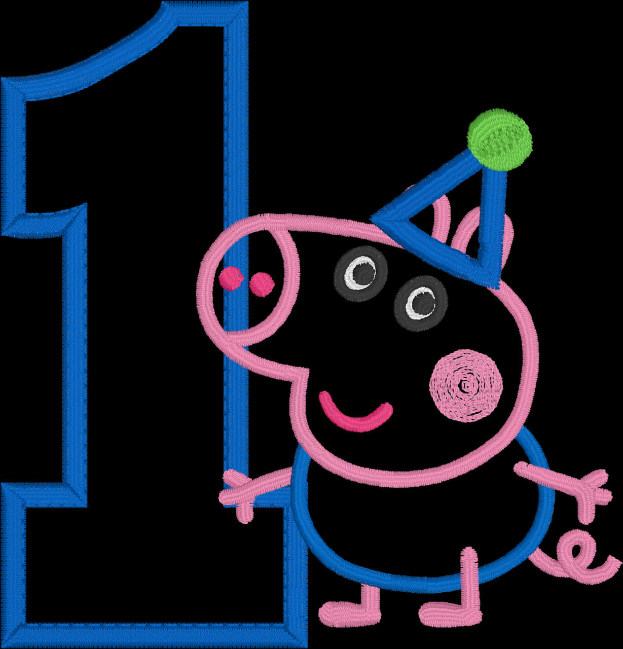Peppa Pig Number One 刺繡 壁紙