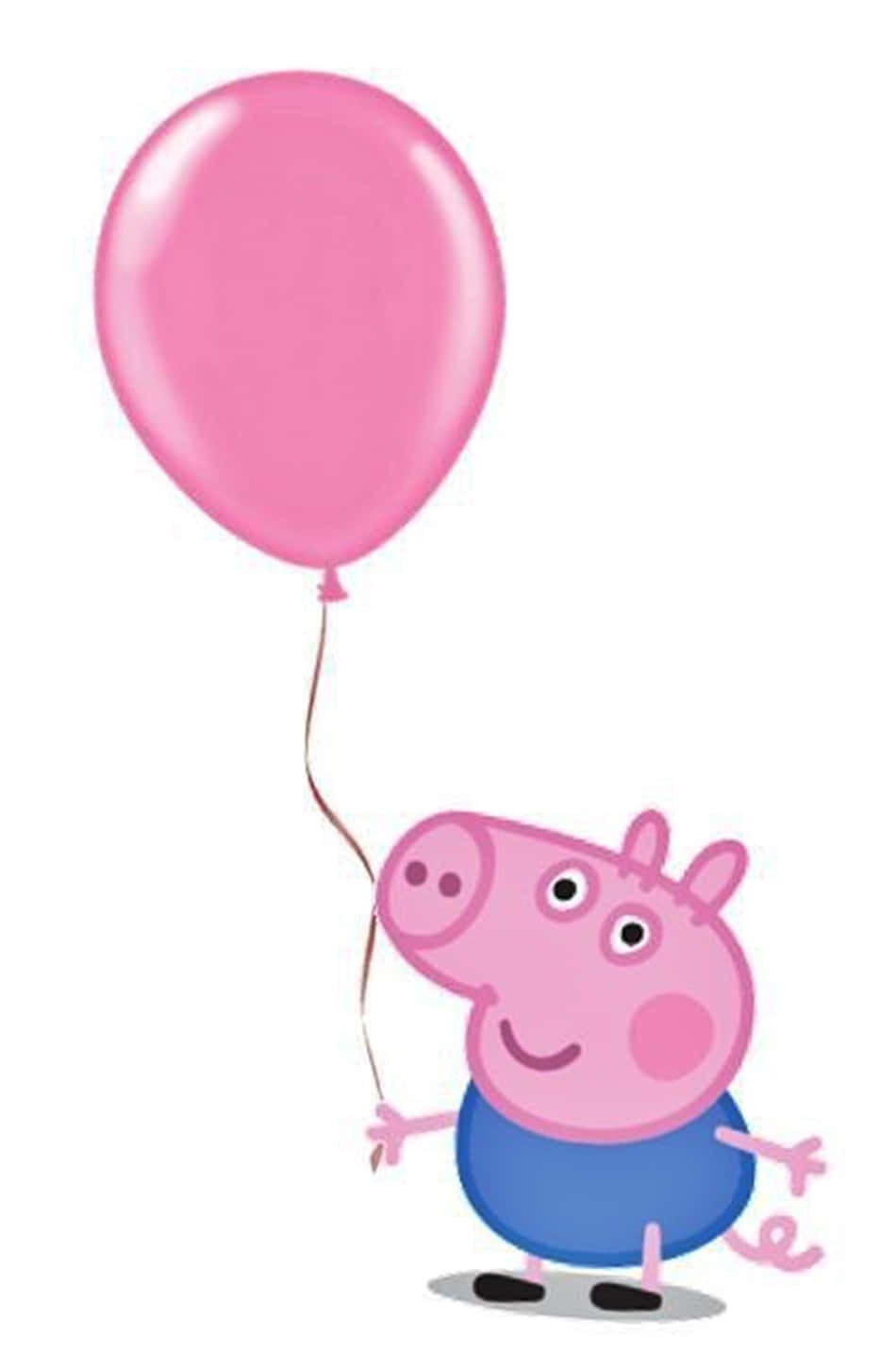 George Pig 桌布 壁紙 — Peppa Pig 喺純白色背景上，拎住一個粉紅色氣球，表情開心。