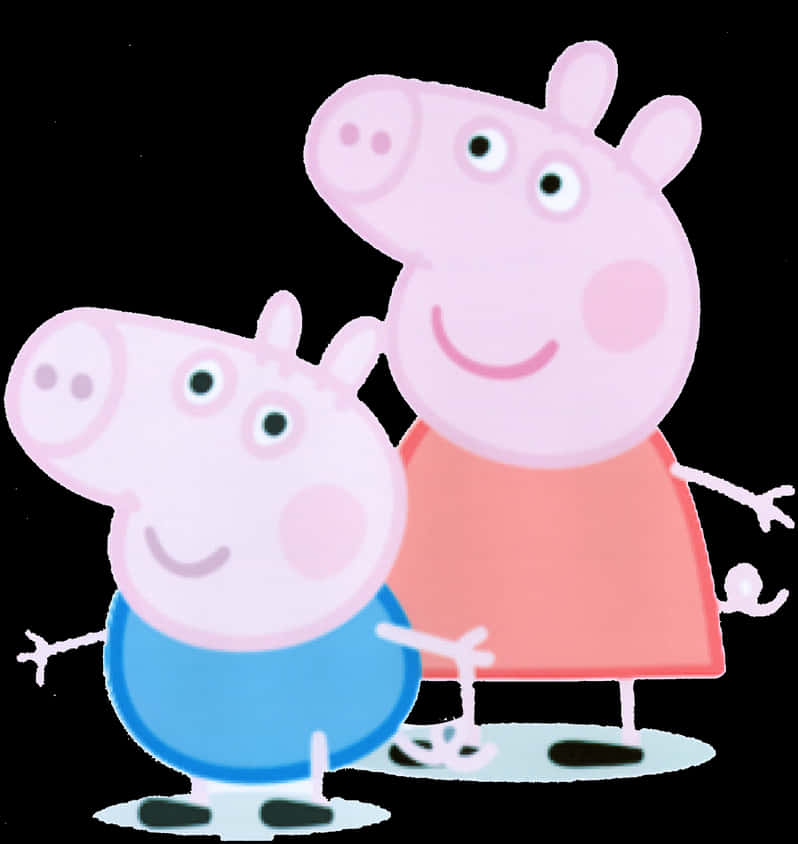 Peppa與George Pig微笑 壁紙