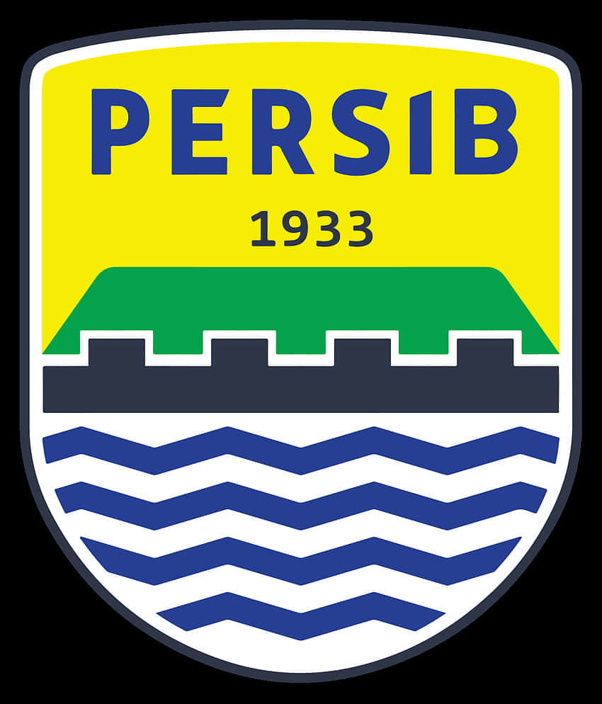  壁紙 — Persib 嘅大膽盾牌標誌，採用黃色、藍色、綠色同白色，配以波浪線同城堡剪影。