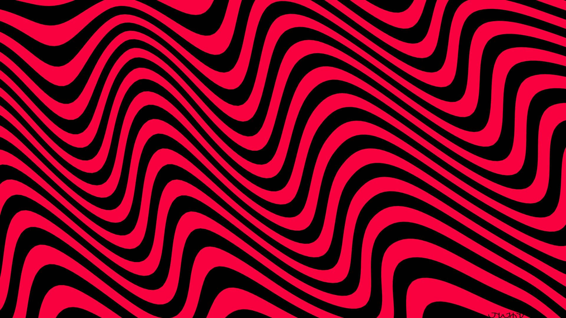 PewDiePie 的經典簽名 壁紙 — 鮮豔的紅色和黑色波浪條紋營造出催眠般的錯覺，色彩對比強烈。