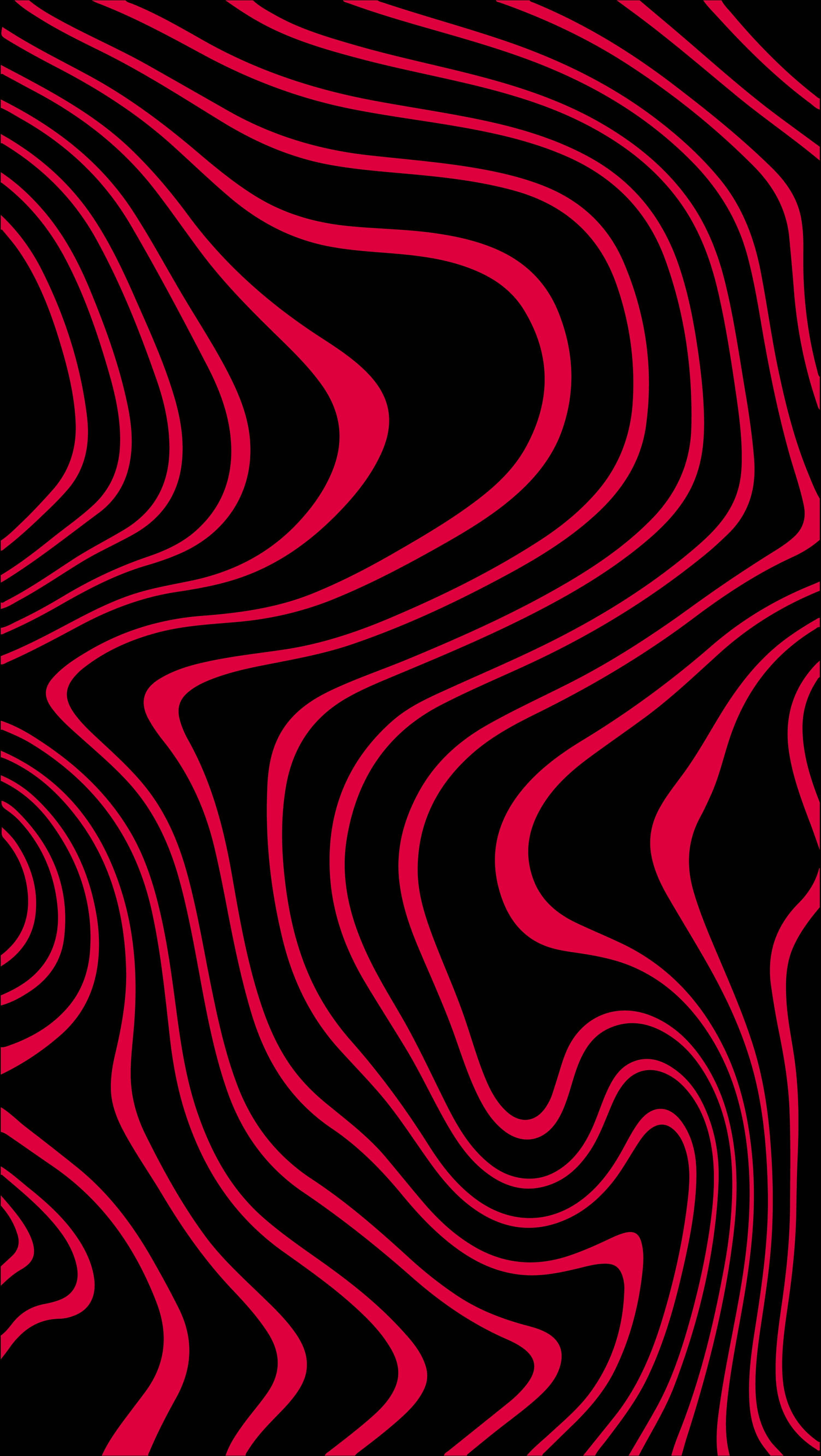 Pewdiepie衝浪於網路 壁紙 — 充滿活力的粉紅色波浪線在純黑背景上動態流動，營造出催眠般的抽象圖案。