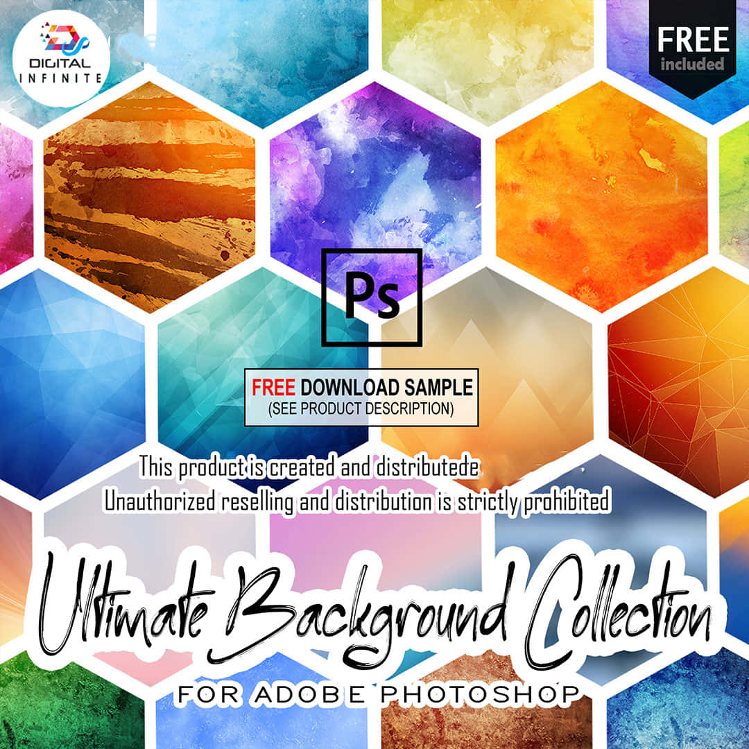 Photoshop 色彩繽紛 Adobe 海報 壁紙 — 充滿活力的六角形瓷磚在 Adobe Photoshop 的數位壁紙系列中展示了多樣的抽象紋理和色彩。