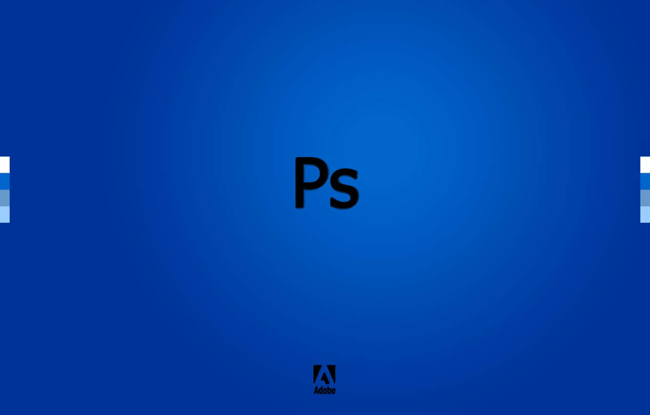 Photoshop 最簡約 PS 標誌 壁紙 — Adobe Photoshop 標誌居中於漸變藍色背景上，帶有微妙的光效。