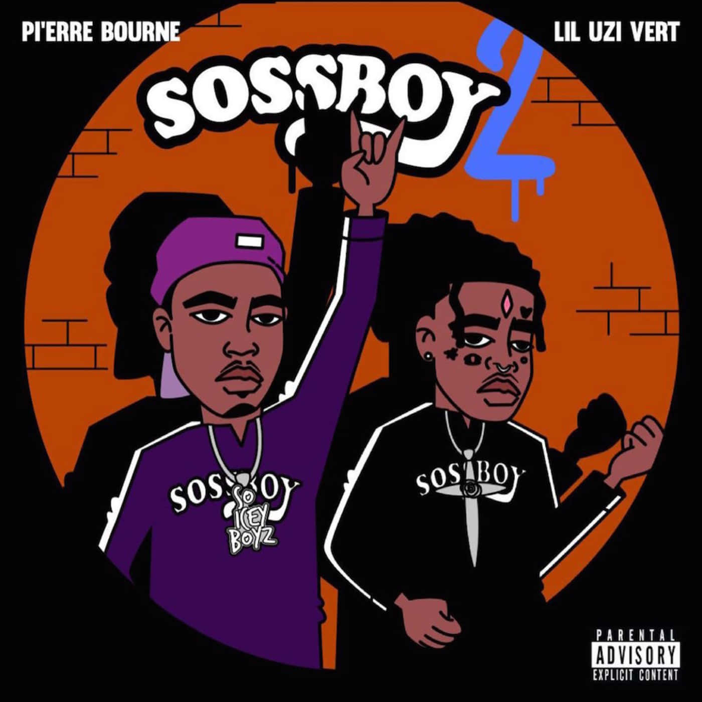專輯《Sossboy 2》的封面藝術， featuring 兩位饒舌歌手的風格化插圖。