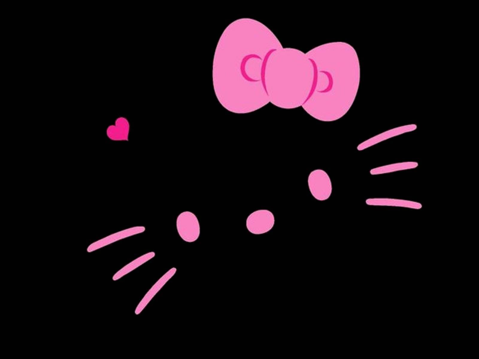 經典粉紅與黑色Hello Kitty壁紙。