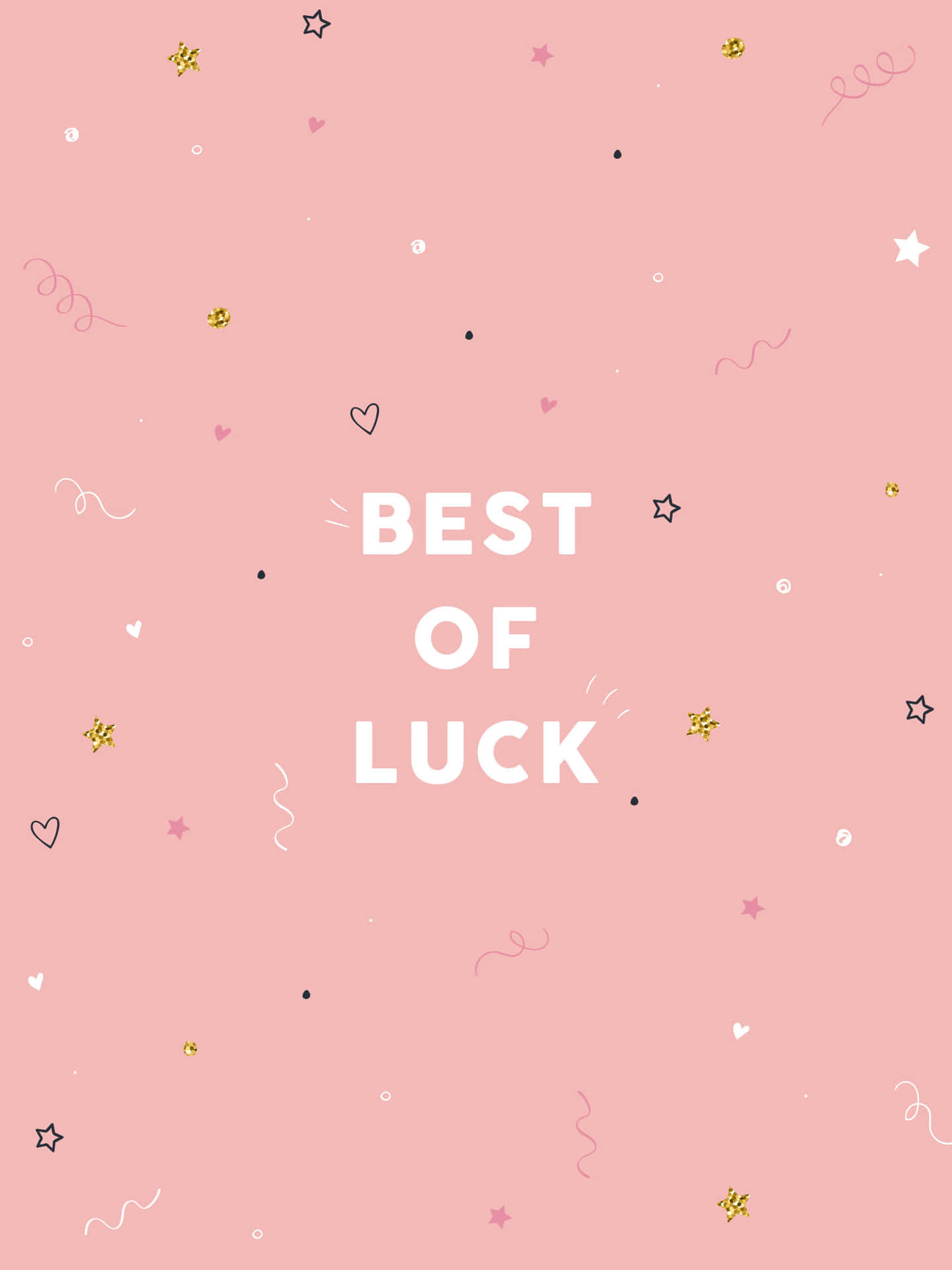 粉紅色背景，帶有「BEST OF LUCK」文字和節日裝飾。