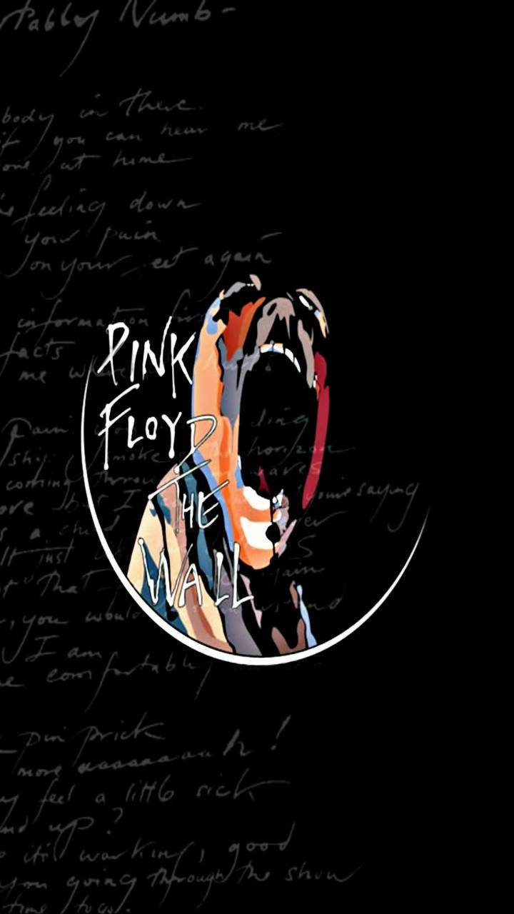 Pink Floyd《The Wall》專輯封面插圖，包含一個尖叫面孔和手寫歌詞。
