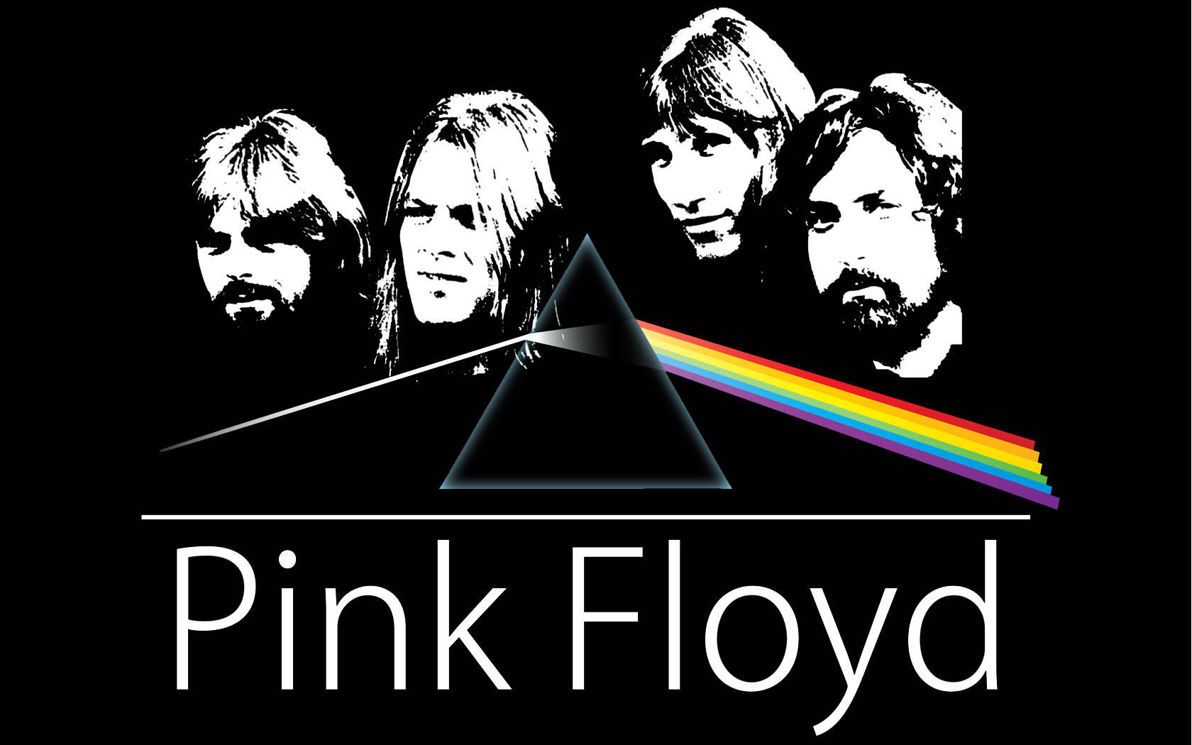 Pink Floyd 樂隊標誌，帶有棱鏡和彩虹光效。