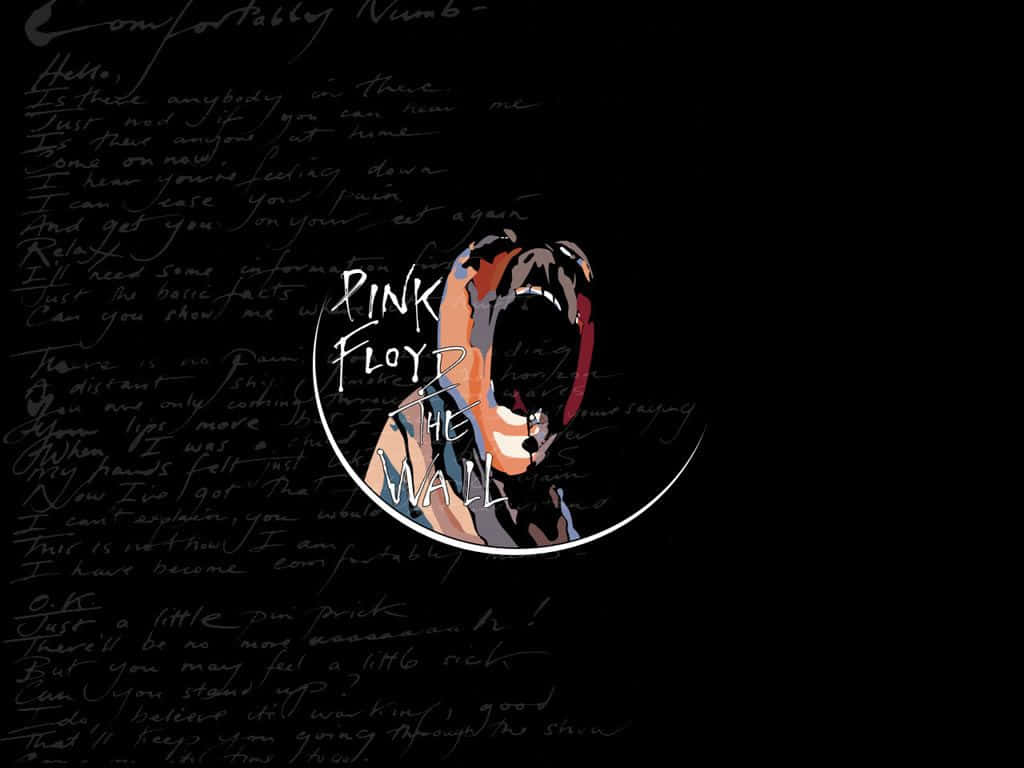 Pink Floyd《The Wall》專輯封面，黑色背景上有尖叫面孔和手寫歌詞。
