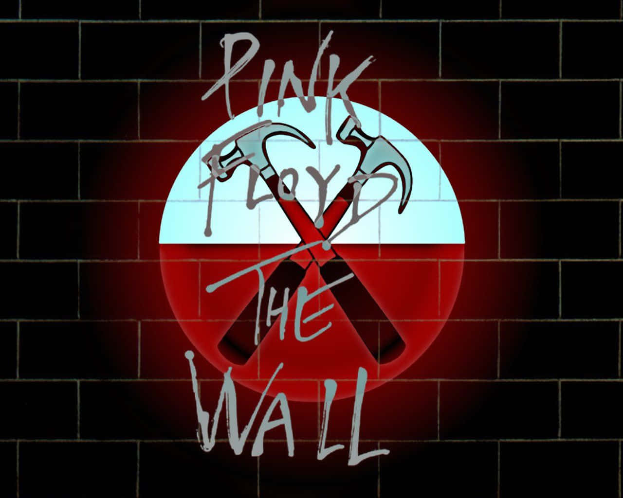 Pink Floyd《The Wall》專輯標誌在磚牆上發光。