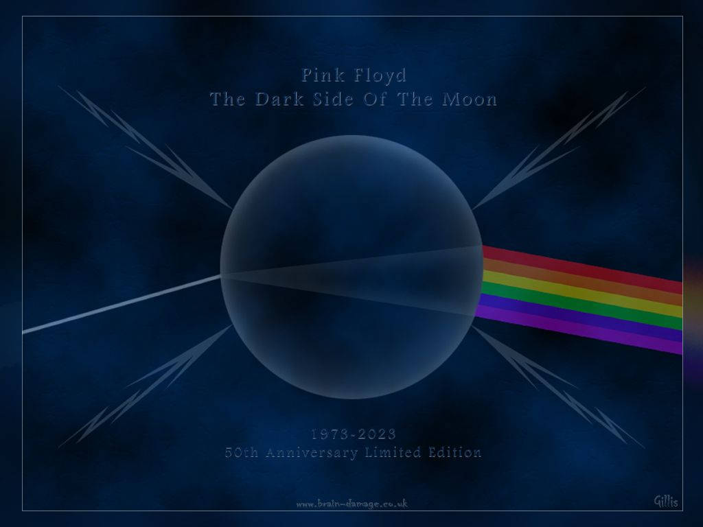 Pink Floyd《月之暗面》50週年限量版專輯封面，帶有彩虹棱鏡和月球。